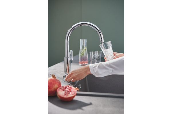 Смеситель Grohe Blue Pure BauCurve 30385000 для кухонной мойки, с фильтром, однорычажный, хром