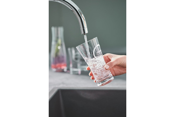 Смеситель Grohe Blue Pure BauCurve 30385000 для кухонной мойки, с фильтром, однорычажный, хром