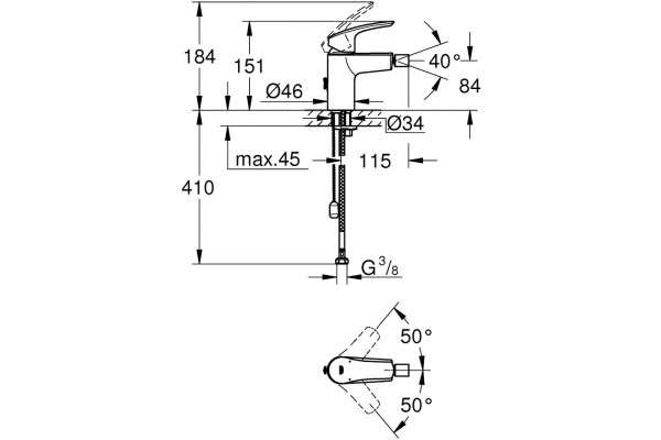 Смеситель Grohe Eurosmart 32927003 для биде однорычажный, хром