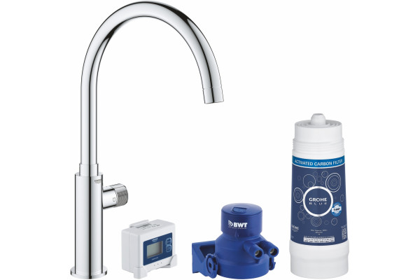 Кран Grohe Blue Pure 30387000 для кухонной мойки, хром, двухвентильный, длина излива 22.4 см