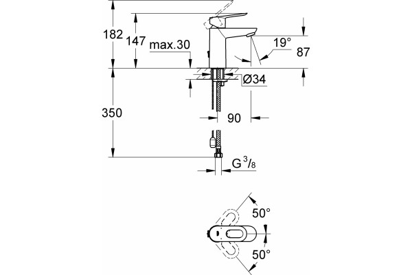 Смеситель Grohe BauLoop 23336000 для раковины однорычажный, хром