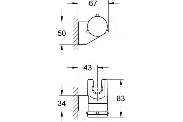 Настенный держатель Grohe Relexa Plus 28623000 для душа хром, штанга 5 см