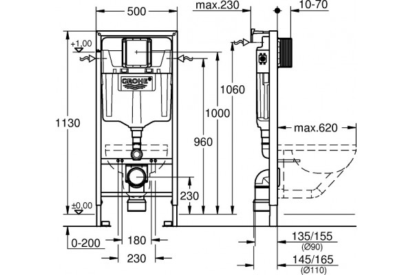 Система инсталляции для унитазов Grohe Rapid SL 38536001 цвет белый, 50x23x113 см