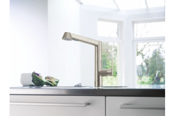 Смеситель для кухонной мойки Grohe K7 с выдвижным изливом, однорычажный, матовый