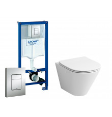Комплект 3 в 1 инсталляция Grohe Rapid SL + Унитаз подвесной Grossman GR-4477S + кнопка хром в современном стиле