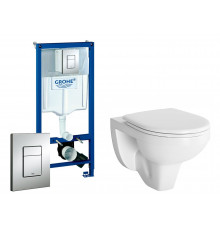 Комплект 3 в 1 инсталляция Grohe Rapid SL + Унитаз подвесной Berges Wasserhaus Gamma + кнопка хром в современном стиле