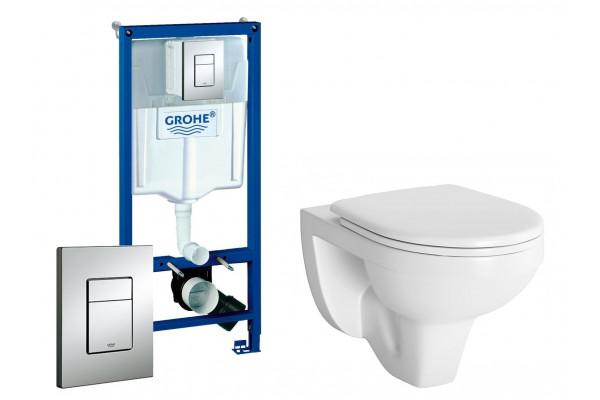 Комплект 3 в 1 инсталляция Grohe Rapid SL + Унитаз подвесной Berges Wasserhaus Gamma + кнопка хром в современном стиле