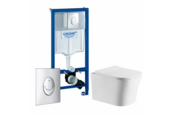 Комплект 3 в 1 инсталляция Grohe Rapid SL +Подвесной унитаз Cerutti Spa Marmolada aria CT7778 + кнопка Skate Air в современном стиле