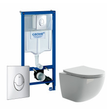 Комплект 3 в 1 инсталляция Grohe Rapid SL + Унитаз подвесной Ceramica Nova Forma CN3009 + кнопка Skate Air в современном стиле