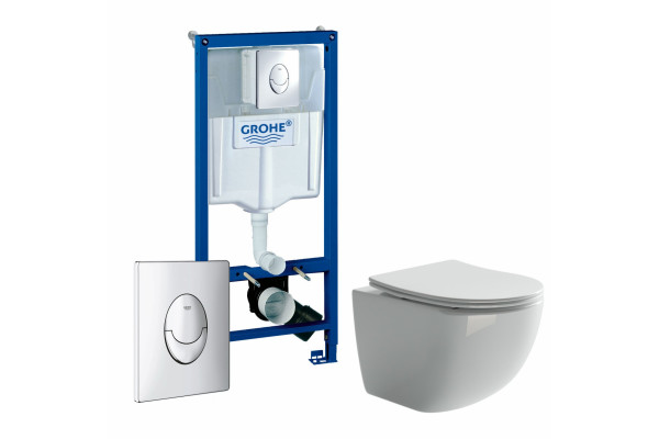 Комплект 3 в 1 инсталляция Grohe Rapid SL + Унитаз подвесной Ceramica Nova Forma CN3009 + кнопка Skate Air в современном стиле