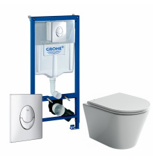 Комплект 3 в 1 инсталляция Grohe Rapid SL + Унитаз подвесной Ceramica Nova Forma CN3011 + кнопка Skate Air в современном стиле