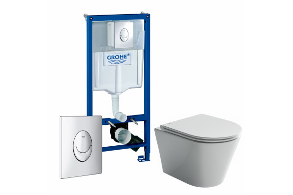 Комплект 3 в 1 инсталляция Grohe Rapid SL + Унитаз подвесной Ceramica Nova Forma CN3011 + кнопка Skate Air в современном стиле