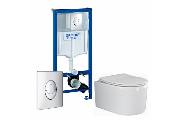 Комплект 3 в 1 инсталляция Grohe Rapid SL + Унитаз подвесной Ceramica Nova Moments CN3003 + кнопка Skate Air в современном стиле