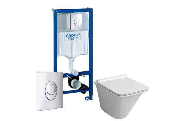Комплект 3 в 1 инсталляция Grohe Rapid SL + Унитаз подвесной Grossman GR-4413S + кнопка Skate Air в современном стиле