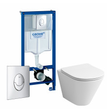 Комплект 3 в 1 инсталляция Grohe Rapid SL + Унитаз подвесной Grossman GR-4477S + кнопка Skate Air в современном стиле