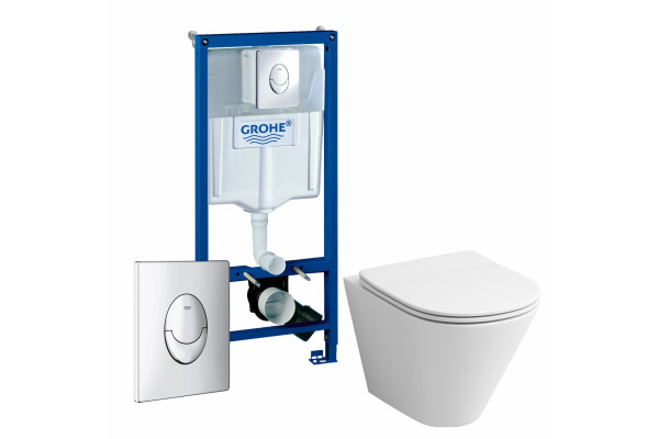 Комплект 3 в 1 инсталляция Grohe Rapid SL + Унитаз подвесной Grossman GR-4477S + кнопка Skate Air в современном стиле