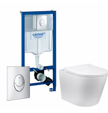 Комплект 3 в 1 инсталляция Grohe Rapid SL + Унитаз Vincea Piatti VT1-11 + кнопка Skate Air в современном стиле