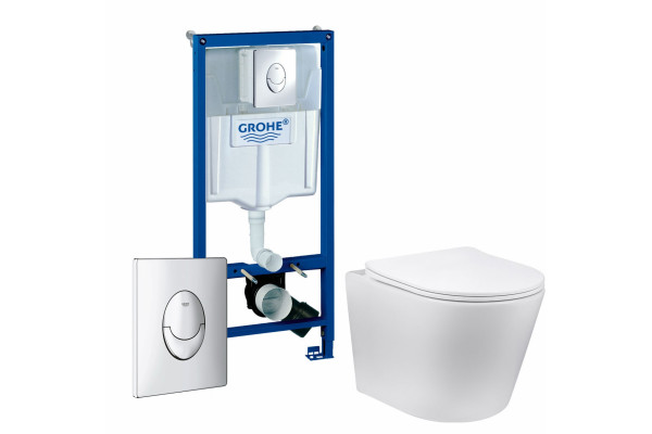 Комплект 3 в 1 инсталляция Grohe Rapid SL + Унитаз Vincea Piatti VT1-11 + кнопка Skate Air в современном стиле