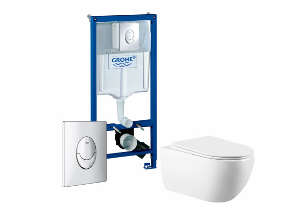 Комплект 3 в 1 инсталляция Grohe Rapid SL +  Унитаз подвесной Vincea Evo VT1-34 + кнопка Skate Air в современном стиле