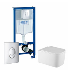 Комплект 3 в 1 инсталляция Grohe Rapid SL + Унитаз Vincea Ultra Rimless VT1-32 + кнопка Skate Air в современном стиле
