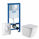 Комплект 3 в 1 инсталляция Grohe Rapid SL + Подвесной унитаз WeltWasser Gelbach 004 GL-WT + кнопка Skate Air в современном стиле