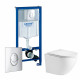 Комплект 3 в 1 инсталляция Grohe Rapid SL + Подвесной унитаз WeltWasser Merzbach 041 GL-WT + кнопка Skate Air в современном стиле
