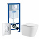 Комплект 3 в 1 инсталляция Grohe Rapid SL + Подвесной унитаз WeltWasser Salzbach 004 GL-WT + кнопка Skate Air в современном стиле