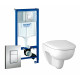 Комплект 3 в 1 инсталляция Grohe Rapid SL + Унитаз подвесной Geberit Renova 500.801.00.1 + кнопка хром в современном стиле