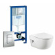 Комплект 3 в 1 инсталляция Grohe Rapid SL + Унитаз подвесной Roca Meridian-N + кнопка хром в современном стиле