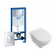 Комплект 3 в 1 инсталляция Grohe Rapid SL + Унитаз подвесной Villeroy & Boch O Novo Directflush + кнопка Skate Air в современном стиле
