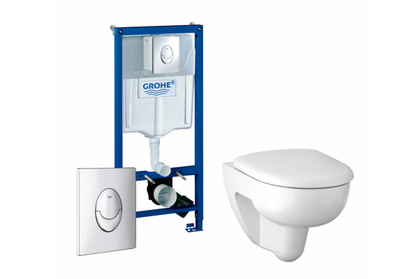 Комплект 3 в 1 инсталляция Grohe Rapid SL + Унитаз подвесной Geberit Renova 500.801.00.1 + кнопка Skate Air в современном стиле