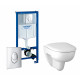 Комплект 3 в 1 инсталляция Grohe Rapid SL + Унитаз подвесной Geberit Renova 500.801.00.1 + кнопка Skate Air в современном стиле