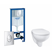 Комплект 3 в 1 инсталляция Grohe Rapid SL + Унитаз подвесной Grohe Bau Ceramic 39351000 + кнопка Skate Air в современном стиле