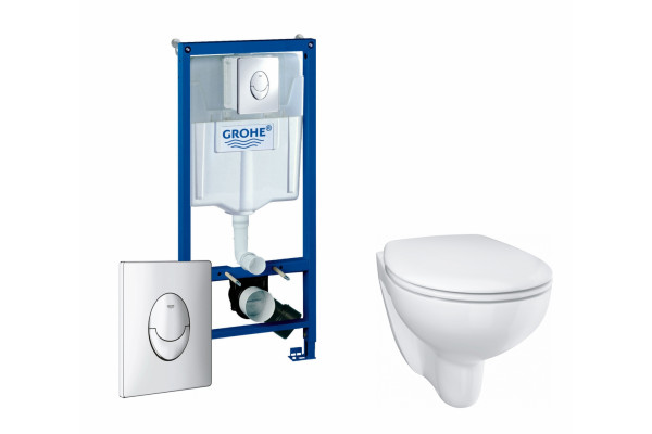 Комплект 3 в 1 инсталляция Grohe Rapid SL + Унитаз подвесной Grohe Bau Ceramic 39351000 + кнопка Skate Air в современном стиле