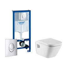 Комплект 3 в 1 инсталляция Grohe Rapid SL + Унитаз подвесной Roca Gap + кнопка Skate Air в современном стиле