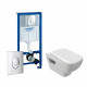 Комплект 3 в 1 инсталляция Grohe Rapid SL + Унитаз подвесной Jacob Delafon Struktura EDE102-00 + кнопка Skate Air в современном стиле