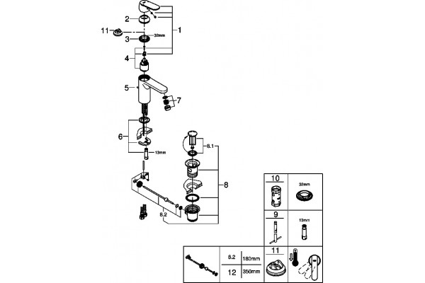 Смеситель для раковины Grohe Get 23454000 однорычажный, хром