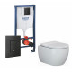 Комплект 3 в 1 инсталляция Grohe Rapid SL + Унитаз подвесной Ceramica Nova Play CN3001 + кнопка черная в современном стиле