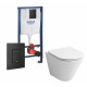 Комплект 3 в 1 инсталляция Grohe Rapid SL + Унитаз подвесной Grossman GR-4477S + кнопка черная в современном стиле