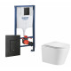 Комплект 3 в 1 инсталляция Grohe Rapid SL + Подвесной унитаз WeltWasser Salzbach 004 GL-WT + кнопка черная в современном стиле