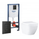 Комплект 3 в 1 инсталляция Grohe Rapid SL + Унитаз подвесной Grohe Euro Ceramic 39206000 + кнопка черная в современном стиле