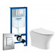Комплект 3 в 1 инсталляция Grohe Rapid SL + Подвесной безободковый унитаз Cerutti Spa Bernina aria CT7191 + кнопка хром в современном стиле