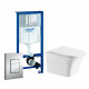 Комплект 3 в 1 инсталляция Grohe Rapid SL + Подвесной унитаз Cerutti Spa Arno Aria CT7839 + кнопка хром в современном стиле