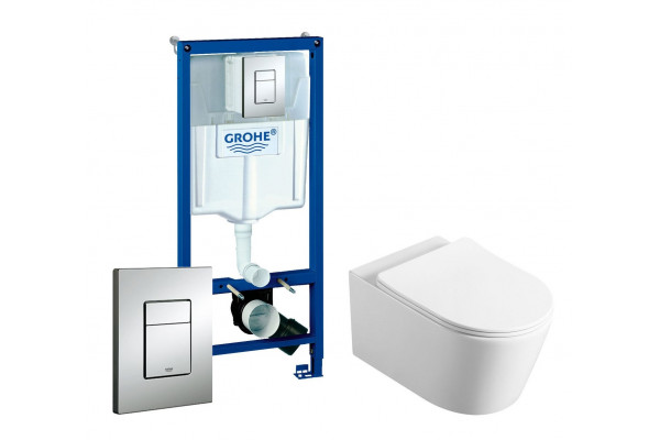 Комплект 3 в 1 инсталляция Grohe Rapid SL + Унитаз Vincea Cute VT1-24 + кнопка хром в современном стиле