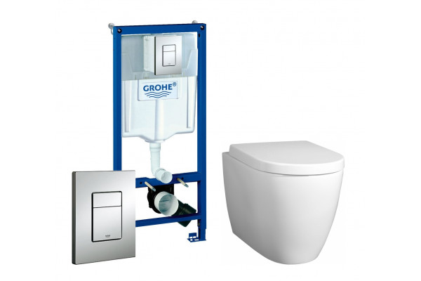 Комплект 3 в 1 инсталляция Grohe Rapid SL + Унитаз подвесной BelBagno Marino + кнопка хром в современном стиле