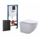 Комплект 3 в 1 инсталляция Grohe Rapid SL + Унитаз подвесной SinteSi EVI + кнопка черная в современном стиле