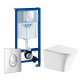 Комплект 3 в 1 инсталляция Grohe Rapid SL + Подвесной унитаз Cerutti Spa Arno Aria CT7839 + кнопка хром в современном стиле