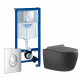 Комплект 3 в 1 инсталляция Grohe Rapid SL + Унитаз подвесной Aquanet Cetus-GW 287009 + кнопка хром в современном стиле
