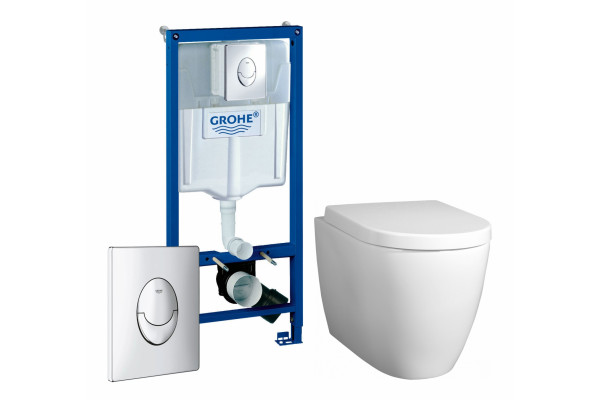 Комплект 3 в 1 инсталляция Grohe Rapid SL + Унитаз подвесной BelBagno Marino + кнопка хром в современном стиле