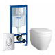 Комплект 3 в 1 инсталляция Grohe Rapid SL + Унитаз подвесной BelBagno Marino + кнопка хром в современном стиле